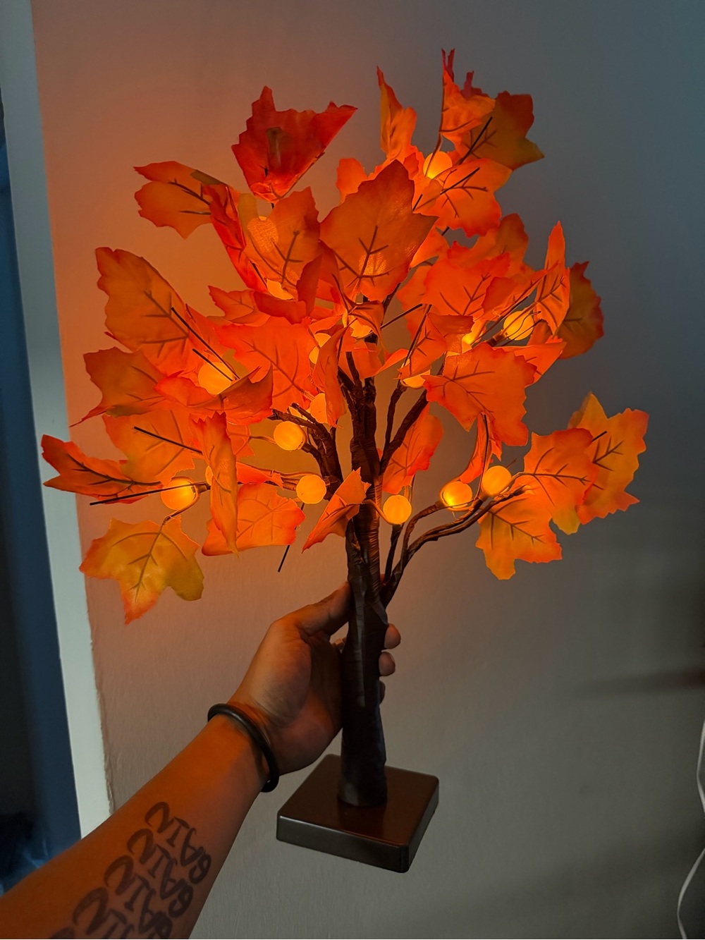 Orange LED Autumn Maple Table Tree - Decorative Home Accent